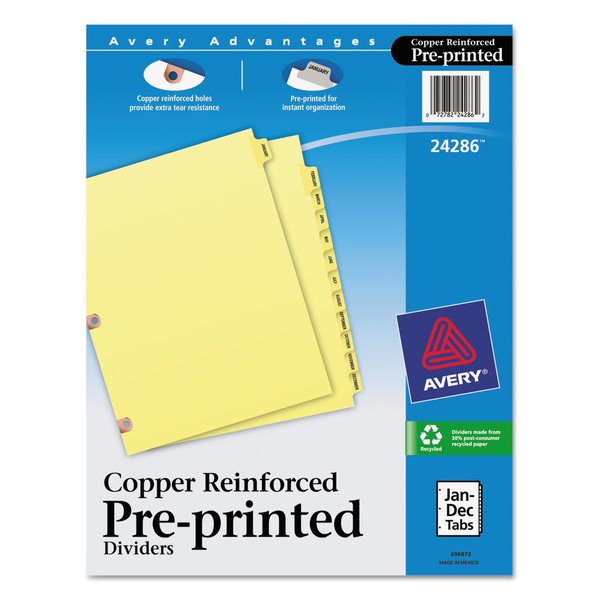 Avery Dennison Pre-Printed Dividers Monthly, Pk12 24286